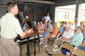 Jeff Trollinger of the VA Dept Of Game and Inland Fisheries talks to a group gathered at Skylark Farm this past Sunday. 