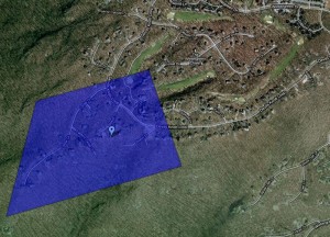 Map courtesy of Google.com : The area highlighted in blue is where rescue teams were setting up for a search Monday night. Click to enlarge or see interactive map in post. 