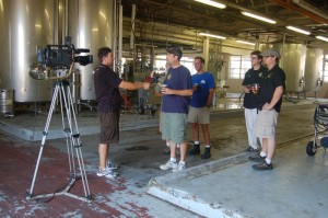 Mark Thompson, owner of Starr Hill Brewery in Crozet, talks to a reportter from CBS-19 about the special brew to be released in August at the Brew Ridge Trail Music Festival here in Nelson County. 