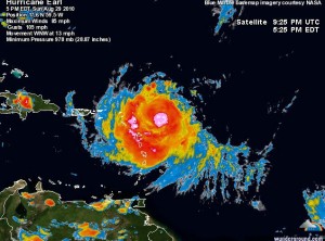 Image via www.wunderground.com : Hurricane Earl from an enhanced sat image taken late Sunday afternoon. Click on image for latest updates.