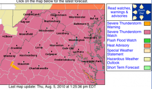 Via NWS : A Severe Thunderstorm Watch is in effect for most of Virginia, including Nelson & Wintergreen until 10PM. Click map for the latest updates via NWS. 