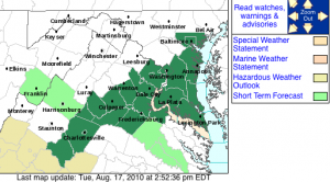 Via NWS: A Flood Watch goes into effect Wednesday morning through late Wed night for the areas shaded in green. Click image to enlarge. 
