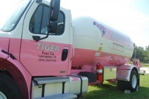 Photo By Tommy Stafford : ©2010 www.nelsoncountylife.com : One of three Tiger Fuel delivery trucks that has been painted a special pink color as part of a partnership with The American Cancer Society. Click to enlarge. 