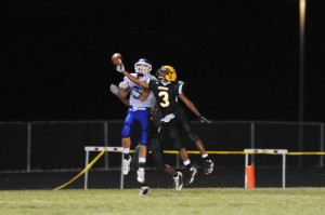 All photos by Paul Purpura : ©2010 www.nelsoncountylife.com : Jerome Glover (#3) a junior at NCHS goes mid air this past Friday night during the Govs first home game here in Nelson. Click any photo to enlarge. 