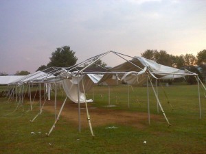 Though the north end of the tents were totally destroyed, most of the other tents toward Wintergreen Real Estate were not harmed. 