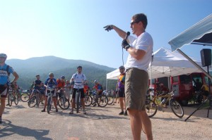 ©2010 www.nesloncountylife.com : Mountain bikers get last minute instructions from Woody Elliot during the Nelson County Bike Festival held in August 2010. 