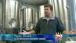 BMB-CH-29 Screen grab courtesy of NBC-29 Charlottesville : Blue Mountain Brewey co-owner, Taylor Smack, talks to NBC-29 about craft beers in a recent story.