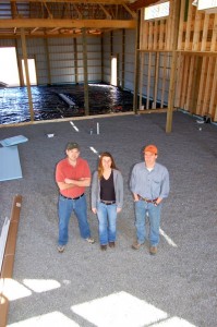 Photo By Tommy Stafford : ©2007-1010 www.nelsoncountylife.com : Taylor Smack, Mandi Smack, & Matt Nucci in a March 2007 photo as Blue Mountain Brewery is under construction. Click any photo to enlarge. 