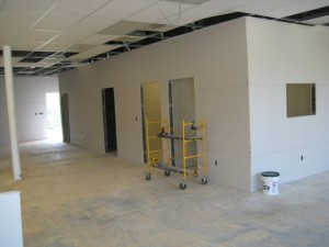 Walls being put in place at Anytime Fitness in Lovingston, Virgina's location. 