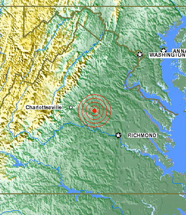 5.9 magnitude earthquake centered in Mineral, VA (Louisa County)