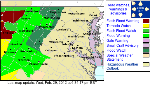FLOOD WATCH Until 3AM Thursday : Wintergreen & Nelson : (Will Likely Cancel Before Then)