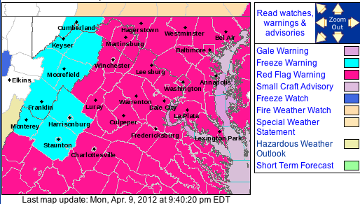 Wintergreen & Nelson : Red Flag Warning Tuesday : ! Wildfire Potential High !