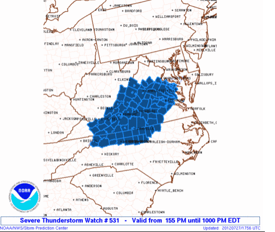 Wintergreen, Nelson & Surrounding Areas : Severe Thunderstorm Watch – CANCELED