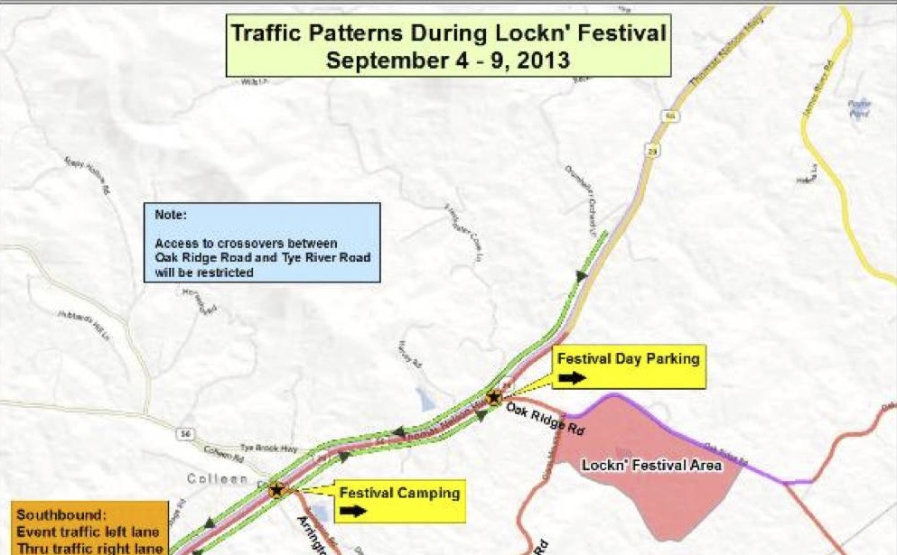 Nelson : Motorists On Route 29 Urged To Plan Ahead For Congestion – Lockn’ Music Fest, September 4-9