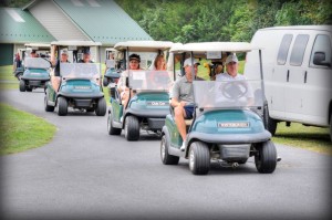©2013 Blue Ridge Life Magazine : Photos By BRLM Mountain Photographer Paul Purpura : And they're off! Participants in the 20th Annual Sara Ott Golf Classic headed out for play late Friday morning at Stoney Creek Golf Course in Nellysford, VA - September 20, 2013