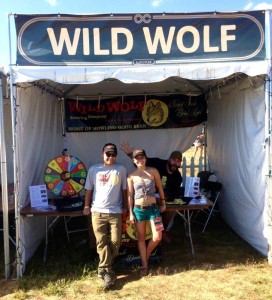 Wild Wolf Brewmaster Danny Wolf (L) with BRLM's Marcie Gates at the Wolf tent during Lockn' 2013