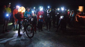 ©@2013 Blue Ridge Life Magazine: Photos By Tommy Stafford : Runners with their headlamps get ready to head off into the spooky darkness at Trail of Terror II held Saturday night - October 26, 2013 at Devils Playground.