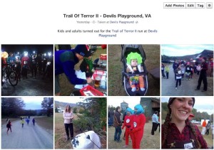 To see all of the pics from Saturday - October 26, 2013 Trail of Terror II, click on our Facebook album shot above.