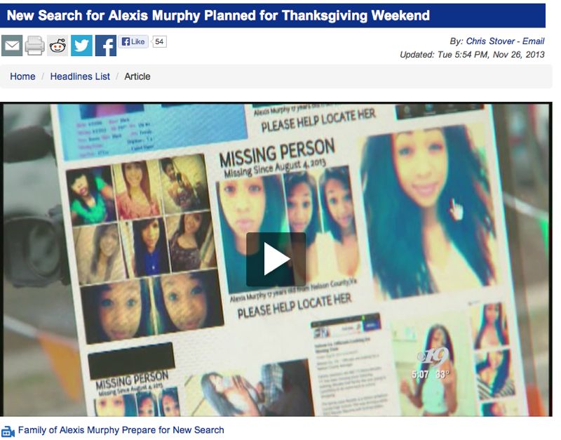 New Search for Alexis Murphy Planned for Thanksgiving Weekend : Via The NewsPlex CBS-19