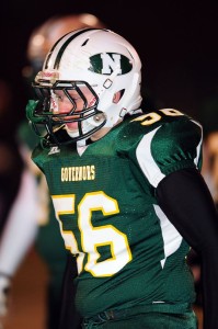 #56 Spencer Weres OL/DL - The look on his face conveys the feel of the 2013 season.