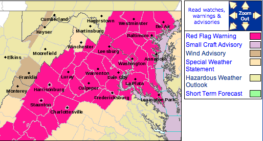 Alert : Red Flag Warning For Area Until 5PM Sunday : Enhanced Conditions For Wildfires – EXPIRED