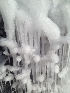 As the water freezes in the 10 degree temps, neat ice formations appear. 