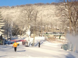 The mountainside above the slopes at Wintergreen Resort got a covering of natural snow overnight Wednesday into Thursday.
