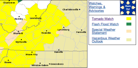 Tornado Watch For Counties Amherst South / West Until 3AM – !Canceled!