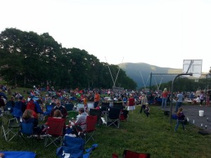 Photo courtesy of Wintergreen Resort: People packed what's normally the ski slopes in the winter, just before dark at Wintergreen Resort to view the annual fireworks on July 4th, 2014.