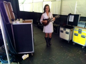 The newest appearance at the Blue Ridge Mountain Music Festival is Sierra Hull of Nashville. He we caught her warming up back stage Saturday just before her second performance. 