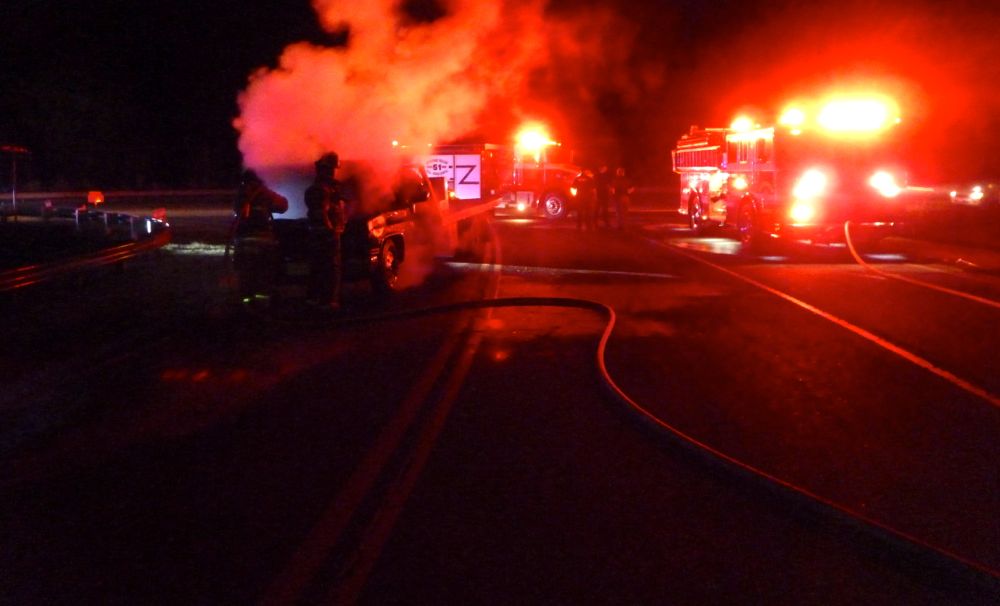 Nelson: Firemen Battle Truck Fire On Route 151 In Greenfield