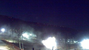 Webcam shot courtesy of Wintergreen Resort. : The Friday night sky is fully lit at Wintergreen Resort as the snowmaking begins. 
