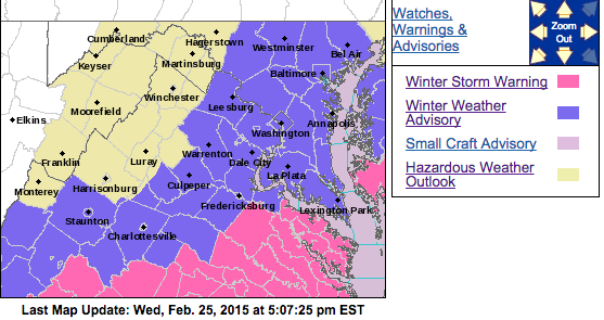 Winter Storm Warning / Advisories  – ! ALL CANCELED !
