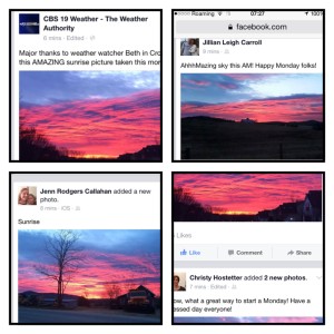 Our Facebook feed had lots of pretty shots of the sunrise pics. 