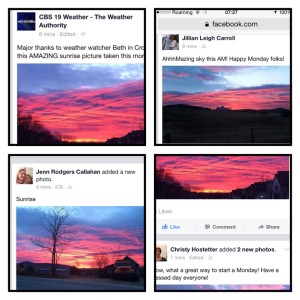 Our Facebook feed had lots of pretty shots of the sunrise pics.