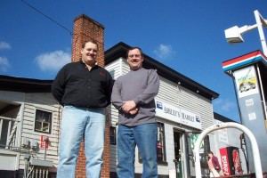 Our very first issue included two people that still remain some of our favorites today! Steve Patrick (L) and broither Barry stand in front of the original Ashley's Market. The store has since been replaced with a modern pay at the pump variety!