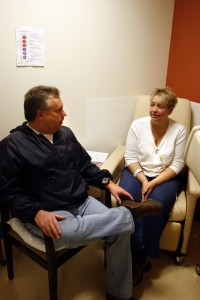©2011 BRLM - Photo By Hayley Osborne : David and Sherri Brooks back in 2011 during one of her countless visits to UVa Medical Center .