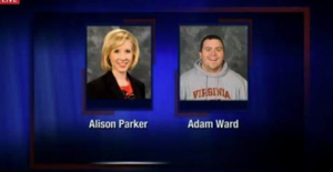 Screen Grab courtesy of WSET-13 Lynchburg : Allison Parker and Adam Ward of WDBJ TV News in Roanoke were shot and killed early Wednesday morning during a remoted liveshot they were doing at Smith Mountain Lake in Franklin County.  