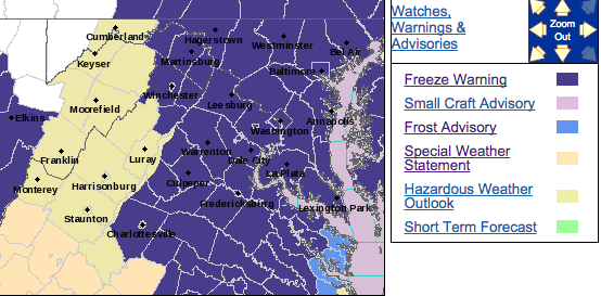 Freeze Warning Late Sunday Into Monday Morning For Some Areas : Update 5:30 PM  – 10.18.15