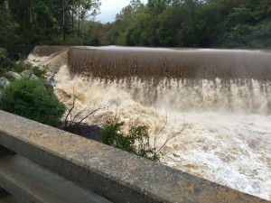 Photo By Krystle Evans: The Rockfish River Dam at Schuyler in East Nelson County, Virginia was roaring on Saturday after an additional 3-4" of rain fell from Friday through Sunday October 4, 2015.