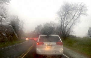 ©2015 Blue Ridge Life Magazine : Photo By Yvette Stafford : Traffic was backed up along Route 151 south from Route 250 Sunday afternoon - November 29, 2015 - after numerous traffic accidents on I-64 atop Afton Mountain caused gridlock in both directions creating backups along other highways as people looked for alternate routes. 
