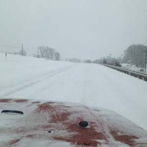 Photo Courtesy of Sheriff David Hill Nelson County : Route 29 Northbound in Arrington near Tye River Elementary was snow covered and hazardous early Friday afternoon as snow started across the area. - January 22, 2016