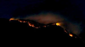 Photo By Sandy Berry : Fire still burning at St. Marys in Vesuvius, Virginia just before 10PM Thursday night - March 17, 2016.  Photo taken near Raphine.