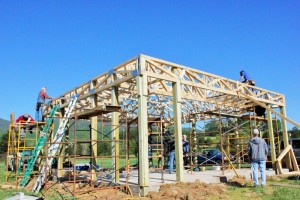 ©2016 Blue Ridge Life Magazine  : Photos By BRL Region Photographer Marcie Gates : This past Sunday the roof was officially raised on the new Blue Mountain Pavilion at the Rockfish Valley Community Center in Greenfield / Afton in Nelson County, Virginia. - Sunday : April 23, 2016