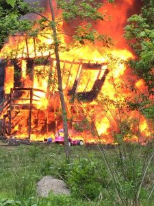 Photo courtesy of Lovingston Volunteer Fire Department : This house fire totally destroyed the home on Mayswood Lane Monday - May 16, 2016.