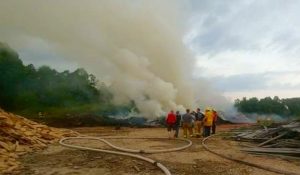 Photo courtesy of Lovingston Vol Fire Dept : Dozens of personnel responded to this fire at an old lumber yard in South Nelson County, Virginia this past Friday evening - May 26, 2016