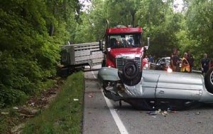 Photo Courtesy of Lovingston Volunteer Fire Department : A passenger car and large truck collided early Tuesday morning causing the truck to jackknifed blocking all of US 29 south near Ridgecrest Baptist Church - Tuesday - June 21, 2016
