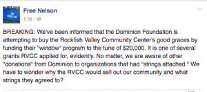 Screengrab courtesy of Free Nelson : Free Nelson broke this information above on their Facebook page earlier Thursday. BRL has confirmed that RVCC has the money. 