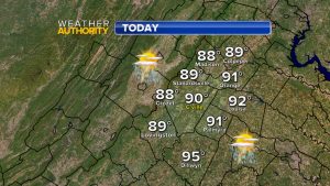 Temps Thursday will generally be around 90 degrees across the area. 