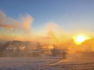 Photo Courtesy of Wintergreen Resort : With cold temps back in the air snowmaking resumed Friday morning at Wintergreen.